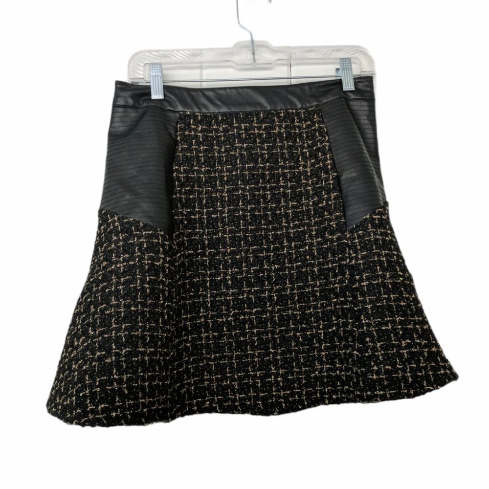 Love Riche Black and Gold Skirt with Faux Leather Size L